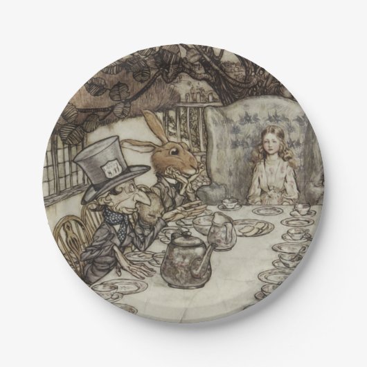 Alice Birthday Unverjaardagskonijn Hatter Party Papieren Bordje (Voorkant)