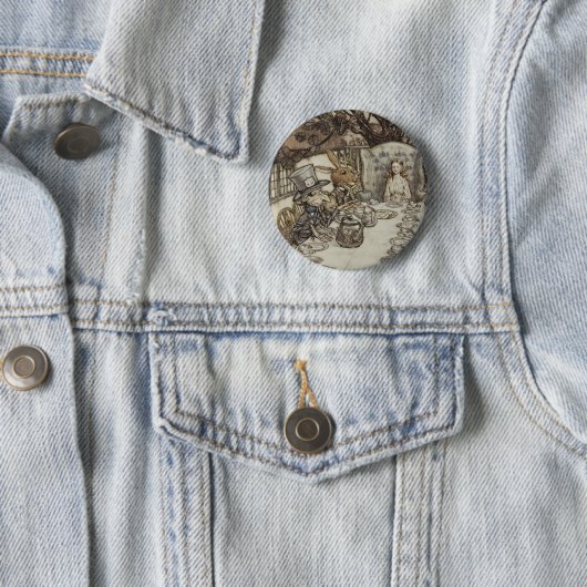 Alice Birthday Unverjaardagskonijn Hatter Party Ronde Button 5,7 Cm (In situ)