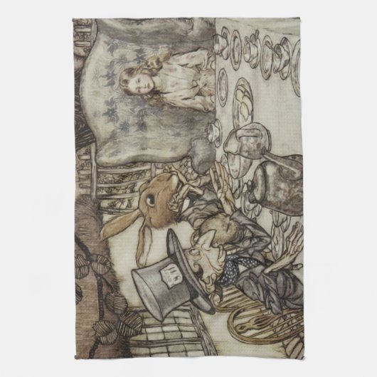 Alice Birthday Unverjaardagskonijn Hatter Party Theedoek (Verticaal)