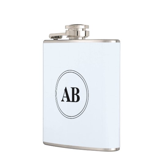 Alice blauwe vaste kleur met monogram heupfles (Links)