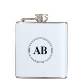 Alice blauwe vaste kleur met monogram heupfles (Voorkant)