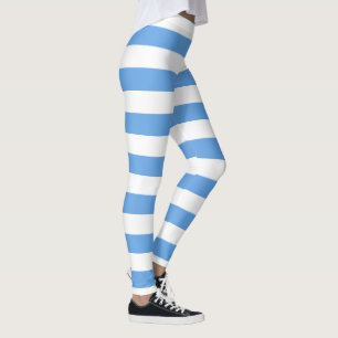Alice Bleu Blanc Grandes bandes Leggings