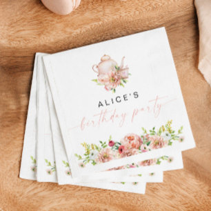 ALICE Blush Floral Birthday Tea Party Brunch Paper Servet