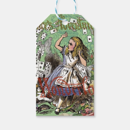 alice cards wonderland hatter konijn cadeaulabel (Voorkant)
