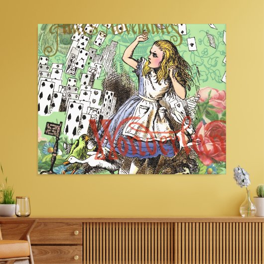 alice cards wonderland hatter konijn canvas afdruk (Insitu (Woonkamer))