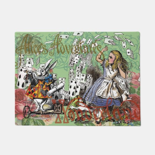 alice cards wonderland hatter konijn deurmat (Voorkant)