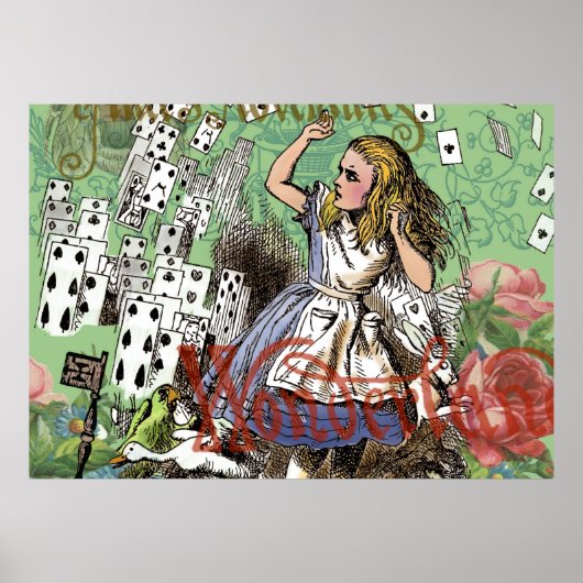 alice cards wonderland hatter konijn poster (Voorkant)