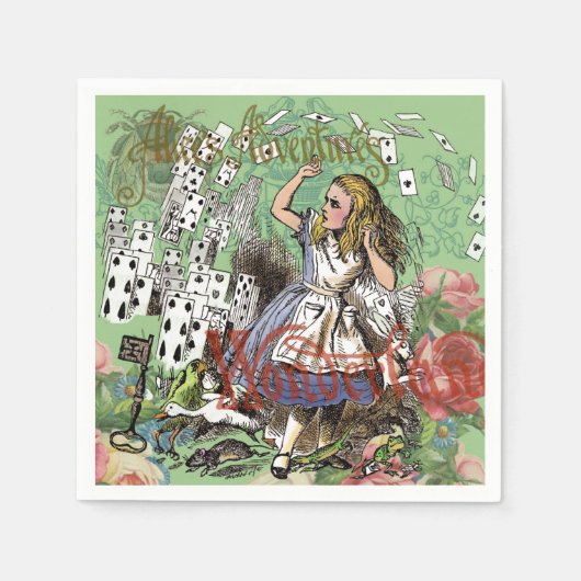 alice cards wonderland hatter konijn servetten (Voorkant)