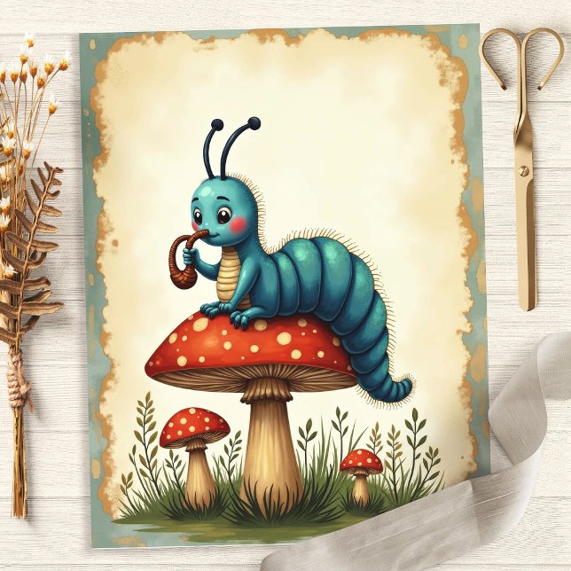 Alice Chenille sur Papier de Scrapbook Champignon (Créateur téléchargé)