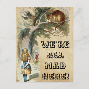 Alice - Cheshire Cat 1890 - WE ZIJN ALLEMAAL BOOS Briefkaart