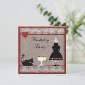 Alice & Cheshire Cat Birthday Party Invites Kaart (Staand voorkant)
