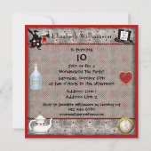 Alice & Cheshire Cat Birthday Party Invites Kaart (Achterkant)