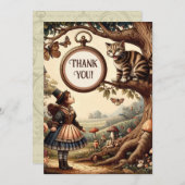 Alice & Cheshire Cat: Fantasievolle Wonderland Fan Bedankkaart (Voorkant / Achterkant)