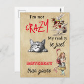 Alice - Cheshire Cat Ik ben niet gek Briefkaart (Voorkant / Achterkant)