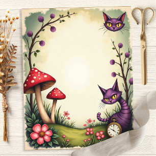 Alice Cheshire Cat Paddenstoel Klok Scrapbook Papi