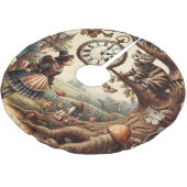 Alice & Cheshire Cat: Whimsical Wonderland Fantasy Kerstboom Rok (Gekanteld)