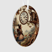 Alice & Cheshire Cat: Whimsical Wonderland Fantasy Ornament (voorkant)