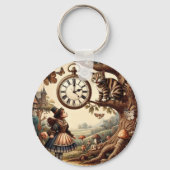 Alice & Cheshire Cat: Whimsical Wonderland Fantasy Sleutelhanger (Achterkant)