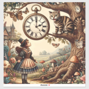 Alice & Cheshire Cat: Whimsische Fantasie Wereld Sticker
