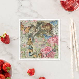 Alice Cheshire Cat Wonderland Tuin Boom Servet