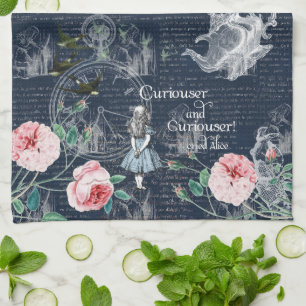 Alice Curioser Wonderland Blauwe Roze Theedoek