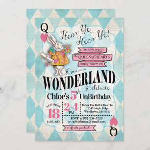 Alice dans des invitations d'anniversaire du pays