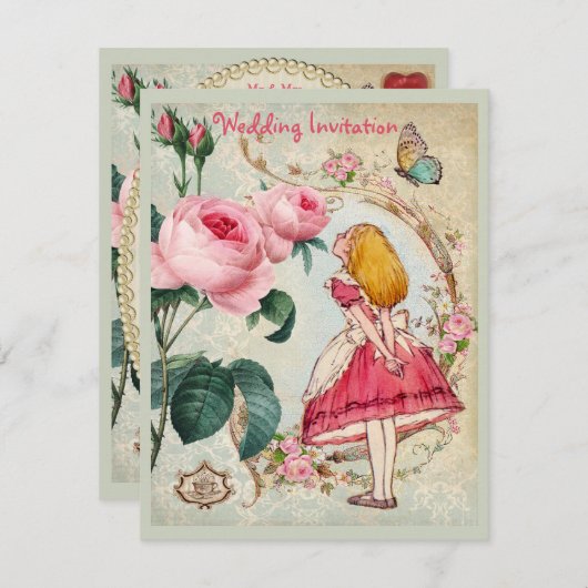 Alice dans des invitations de mariage de collage (Devant / Derrière)