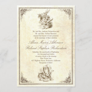 Alice dans des invitations de mariage de conte du