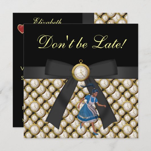 Alice dans des invitations fous de thé de (Devant / Derrière)