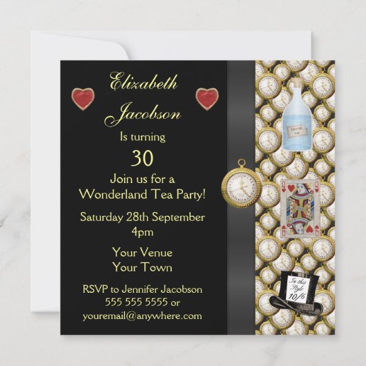 Alice dans des invitations fous de thé de (Dos)