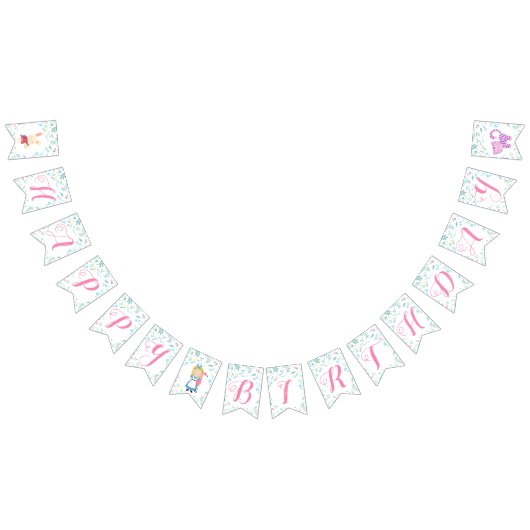 Alice dans la bannière d'anniversaire de thé du (Tout)