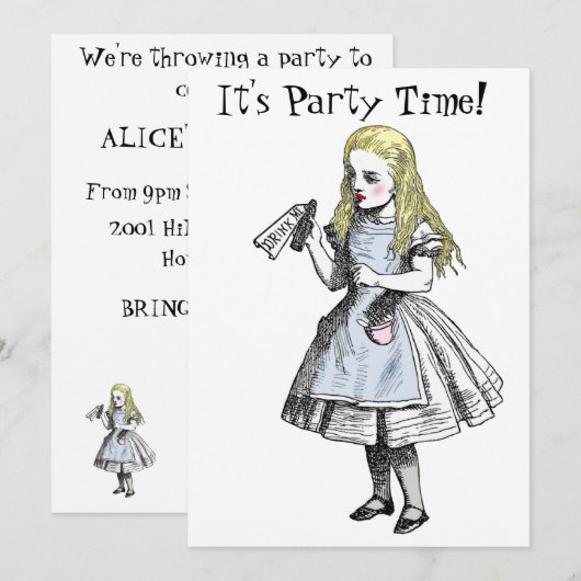 Alice dans la carte d'invitation de partie du pays (Devant / Derrière)