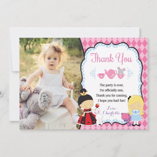 Alice dans le carte de remerciements (Devant)