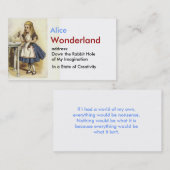 Alice dans le carte de visite du pays des (Devant / Derrière)