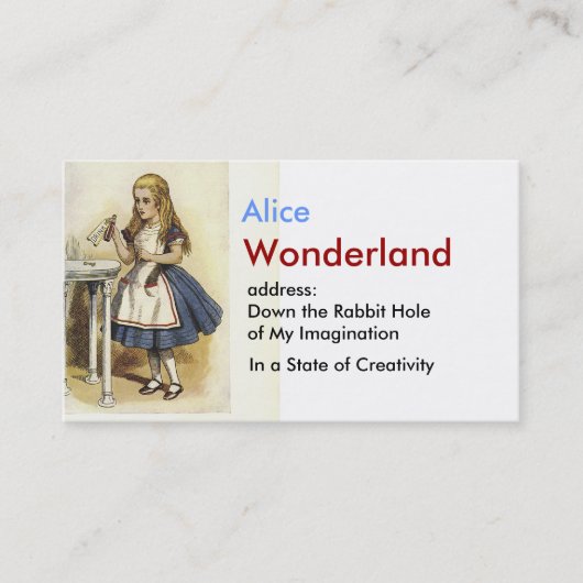 Alice dans le carte de visite du pays des (Devant)