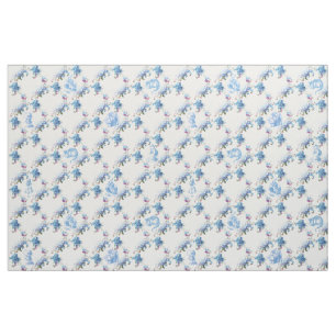 Alice dans le tissu floral bleu du pays des