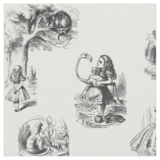 Alice dans le tissu noir et blanc du pays des (Fermer)