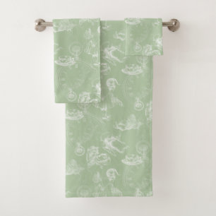 Alice dans l'ensemble de serviette de vert de thé