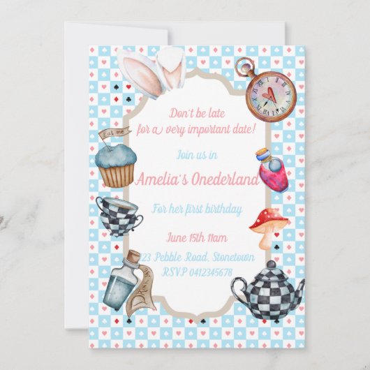 Alice dans l'Onederland Invitation pour le premier (Devant)