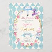 Alice dans ONEderland Anniversaire Invitation Tea  (Devant / Derrière)
