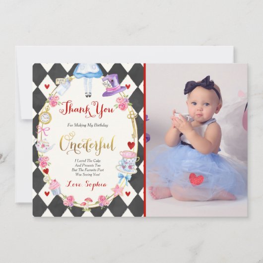 Alice dans ONEderland Carte de remerciements Alice (Devant)