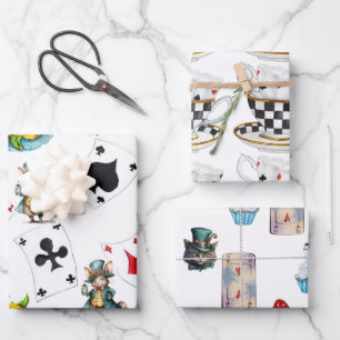 Alice dans WonderlWrapping Papier plat Ensemble de