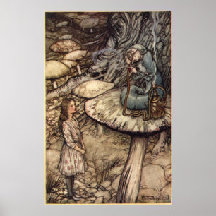 Alice & de Caterpillar van Arthur Rackham Poster