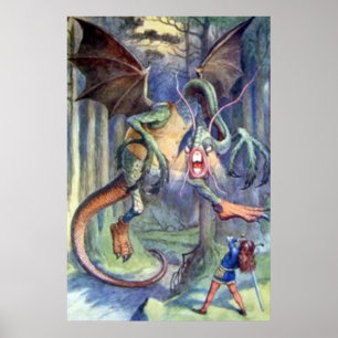 Alice & de Jabberwocky Kleurenposter Poster