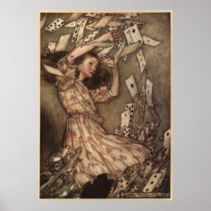 Alice & de Kaarten door Arthur Rackham Poster