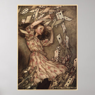 Alice & de Kaarten door Arthur Rackham Poster