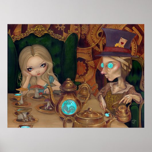 Alice & de Mad Hatter steampunk wonderland Print (Voorkant)