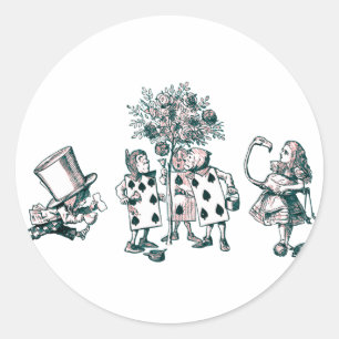 Alice & de Wonderland Gang in Pink Tint Ronde Sticker