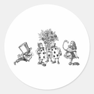Alice & de Wonderland Gang in Zwart-wit Ronde Sticker