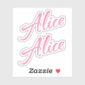 Alice Decoratieve Naam in Roze x2 Sticker (Vel)
